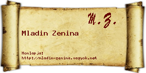 Mladin Zenina névjegykártya